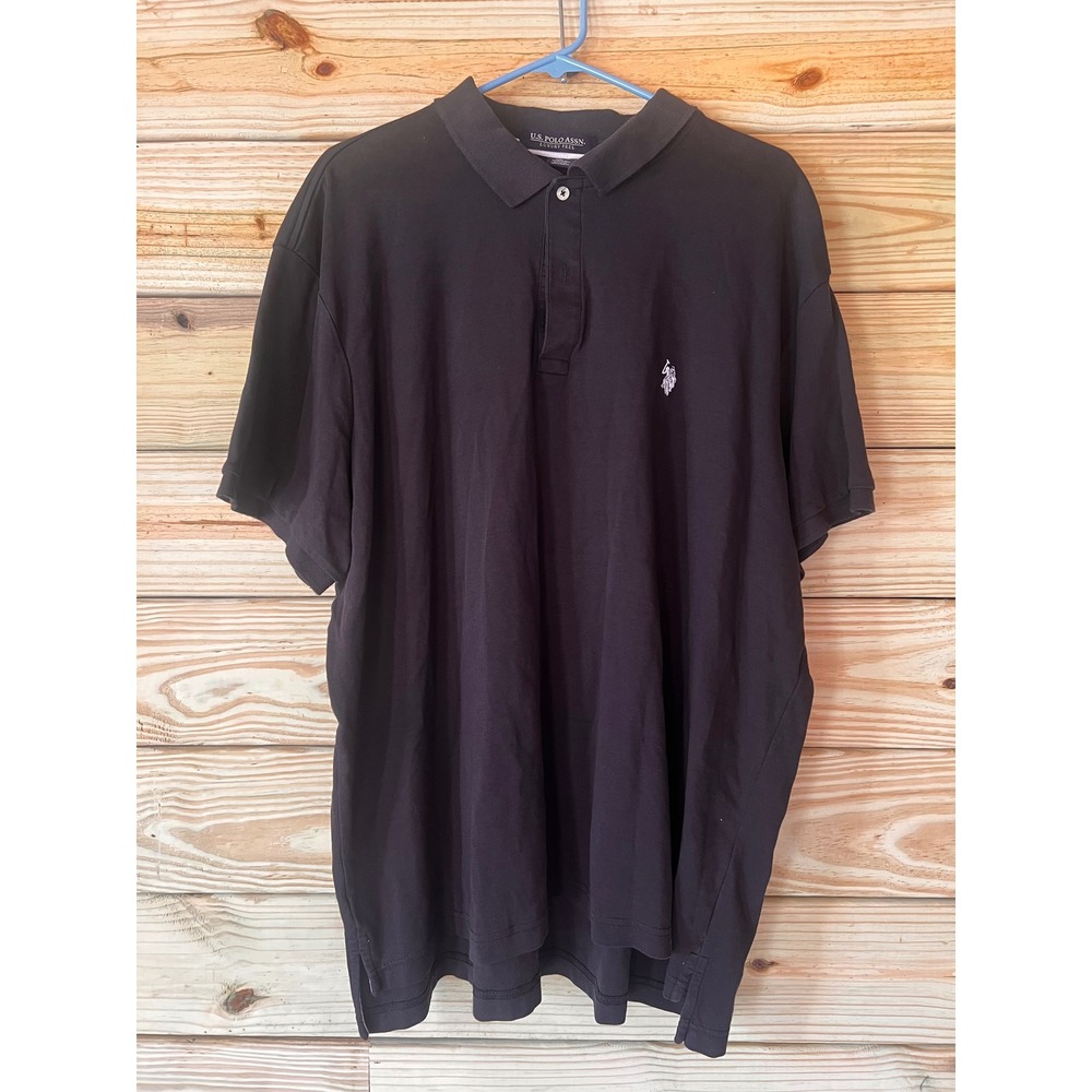 US‎ Polo Assn Mens Black Luxury Feel Polo Shirt 3XL Short Sleeve